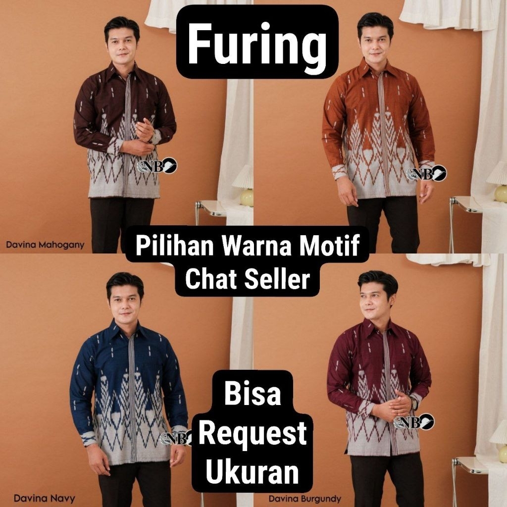 KEMEJA MOTIF DAVINA & ROK LAPIS FURING / BAJU SERAGAM BATIK COUPLE PASANGAN SARIMBIT KELUARGA CUSTOM