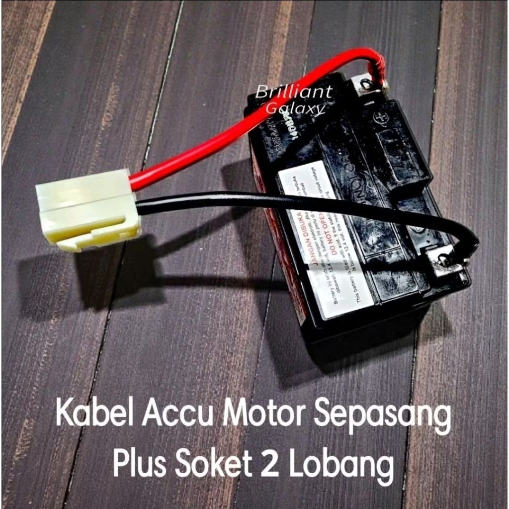 GLX2 * Kabel Accu Aki Accu Motor Sepasang Plus Soket Lobang 2