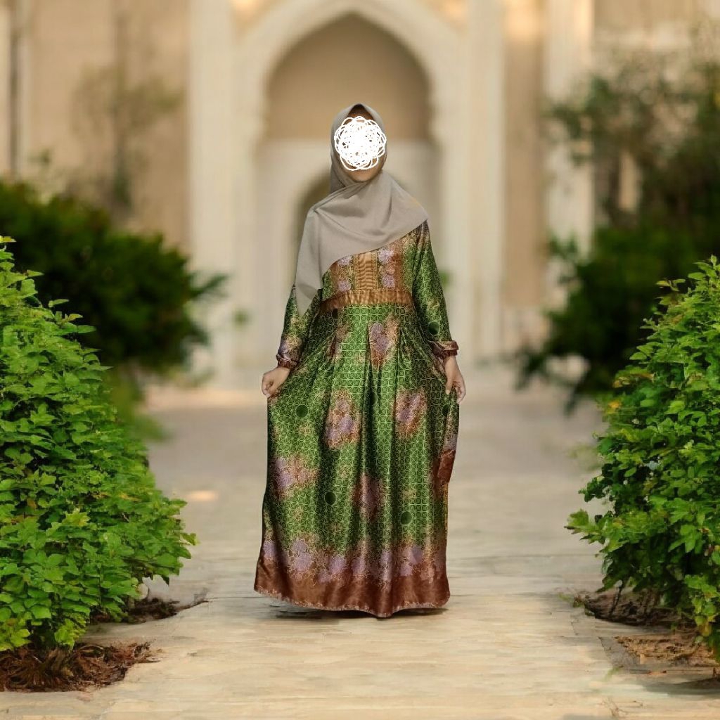 GAMIS MUSLIMAT NU SUTRA SILKI MOTIF TERBARU BATIK MUSLIMAT
