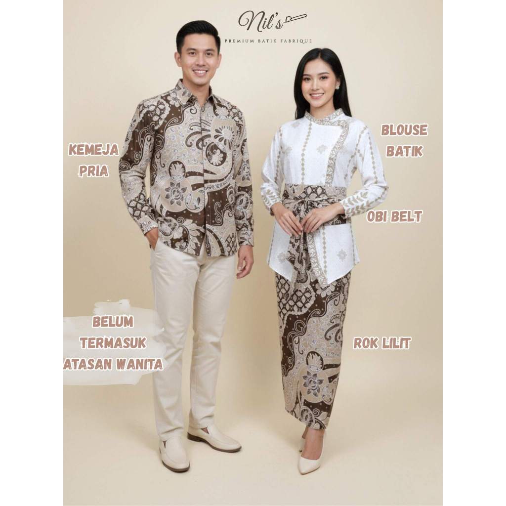 (BELUM TERMASUK ATASAN WANITA) Set Couple Baju Pasangan Lebaran / Set Kemeja Batik Lengan Panjang Pr