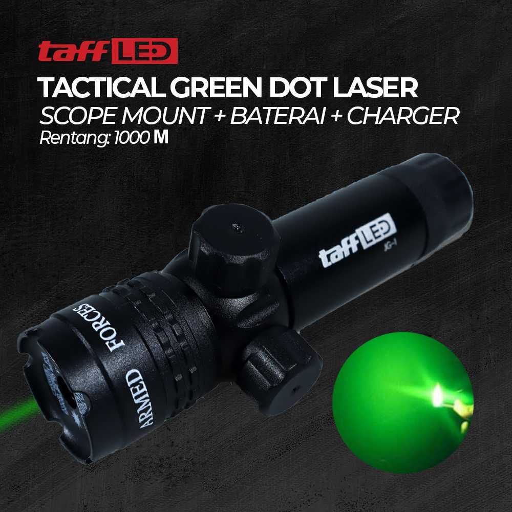 TaffLED Laser Tembak Senapan Angin Jarak Jauh Tactical Green Dot Scope Mount Baterai Charger - JG-1