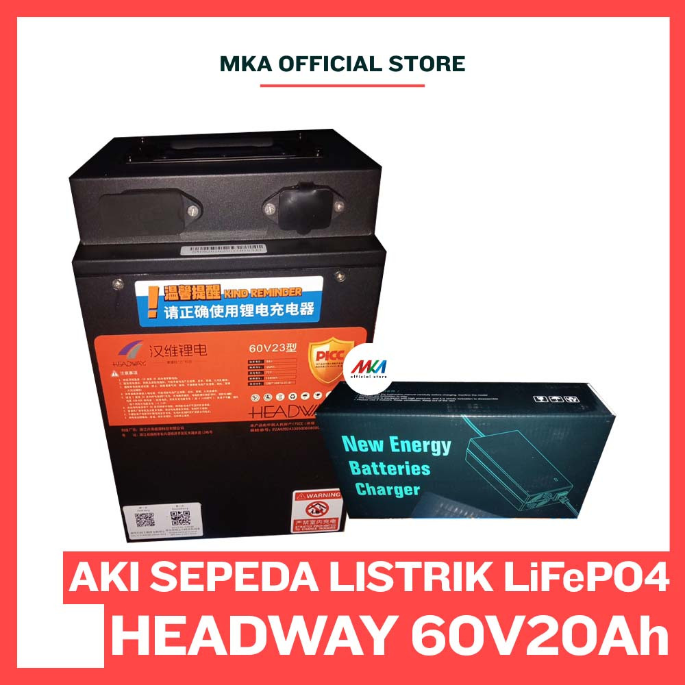 Aki Sepeda Listrik Lithium HEADWAY - 60V 20Ah