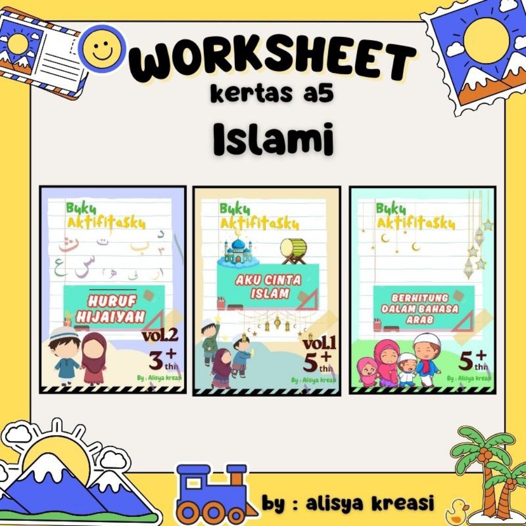 Worksheet Edukasi Islami Anak kertas a5 | Buku Aktivitas PAUD TK Islam