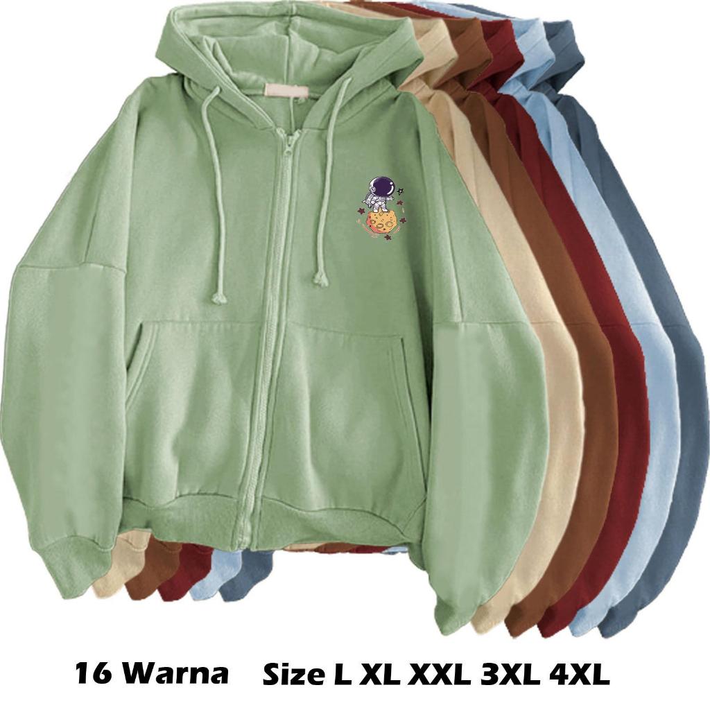 Jaket cewek sleting Planet Ukuran S M L XL XXL 3XL 4XL hudy cewek keren cewek resleting zipper sleti