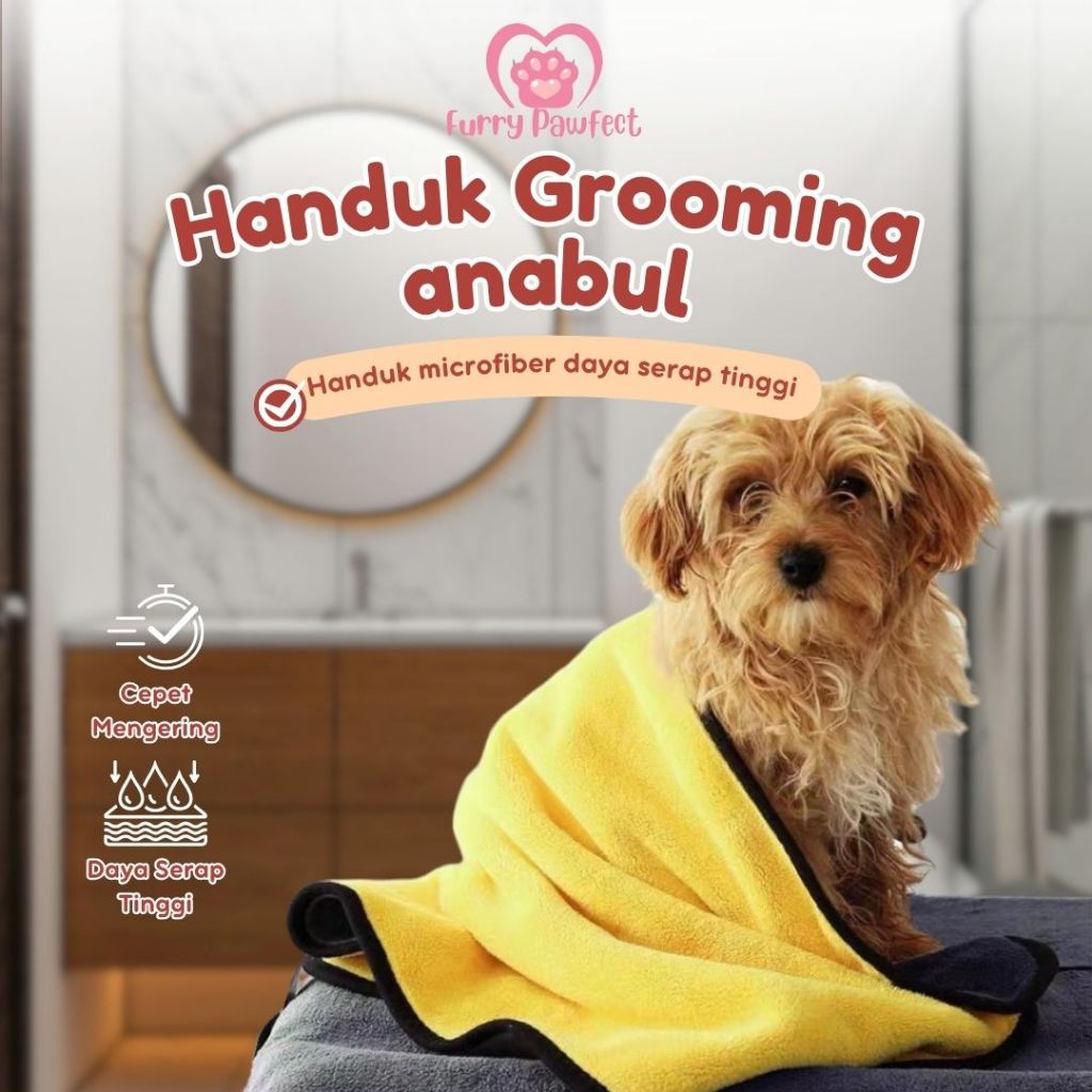 Handuk Grooming Kucing Anjing  - Daya Serap Tinggi Dan Lembut bahan Microfiber Cepat Kering Handuk A