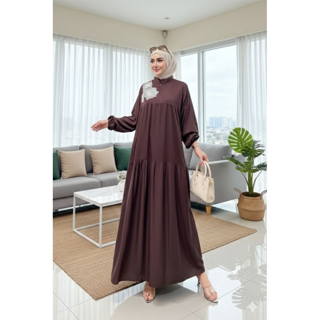 GAMIS SHAKIRA JUMBO RAYON TWILL DRESS BUSUI FASHION WANITA TERBARU