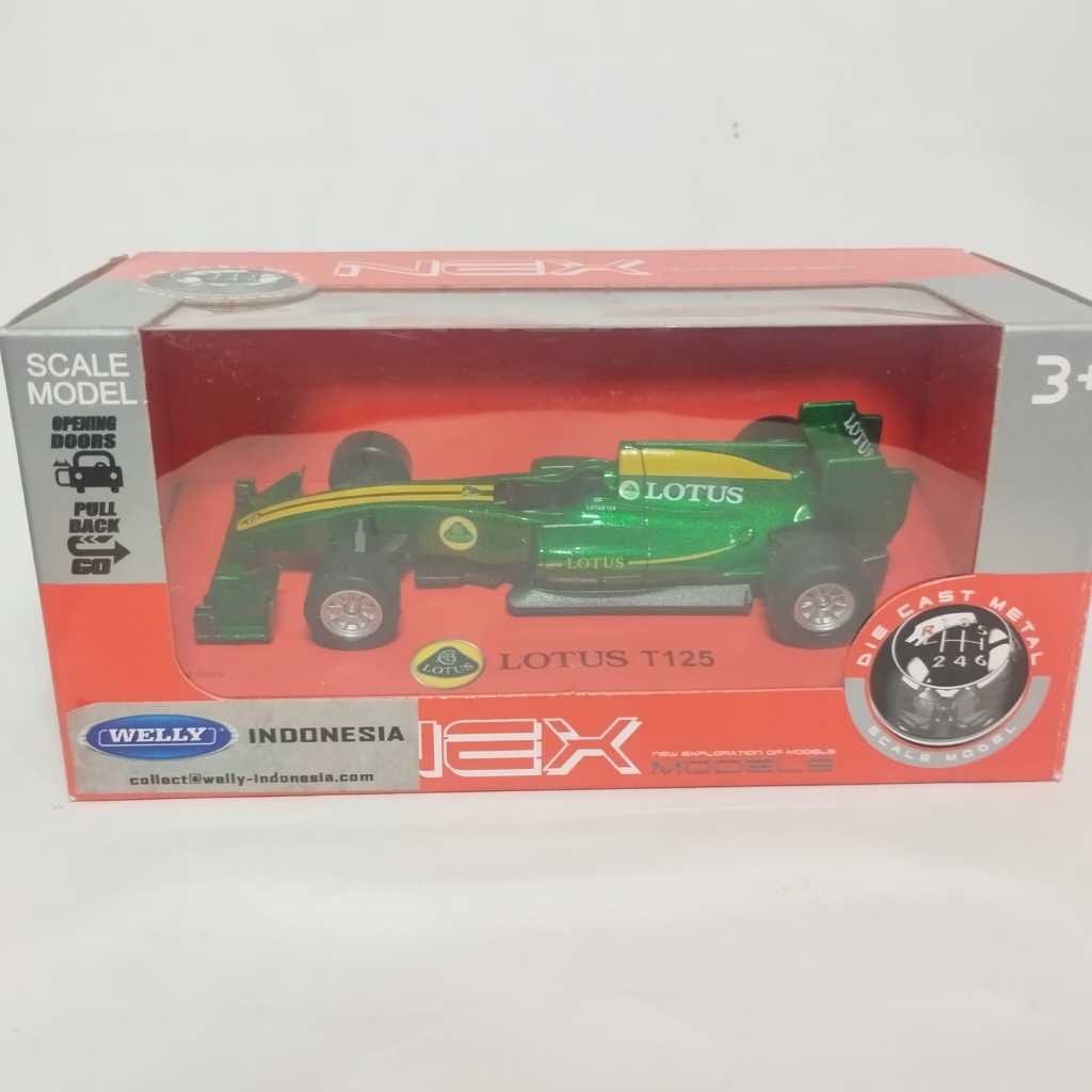 Diecast mobil Balap F1 Lotus T125 Welly Koleksi mainan anak Diecast mobil