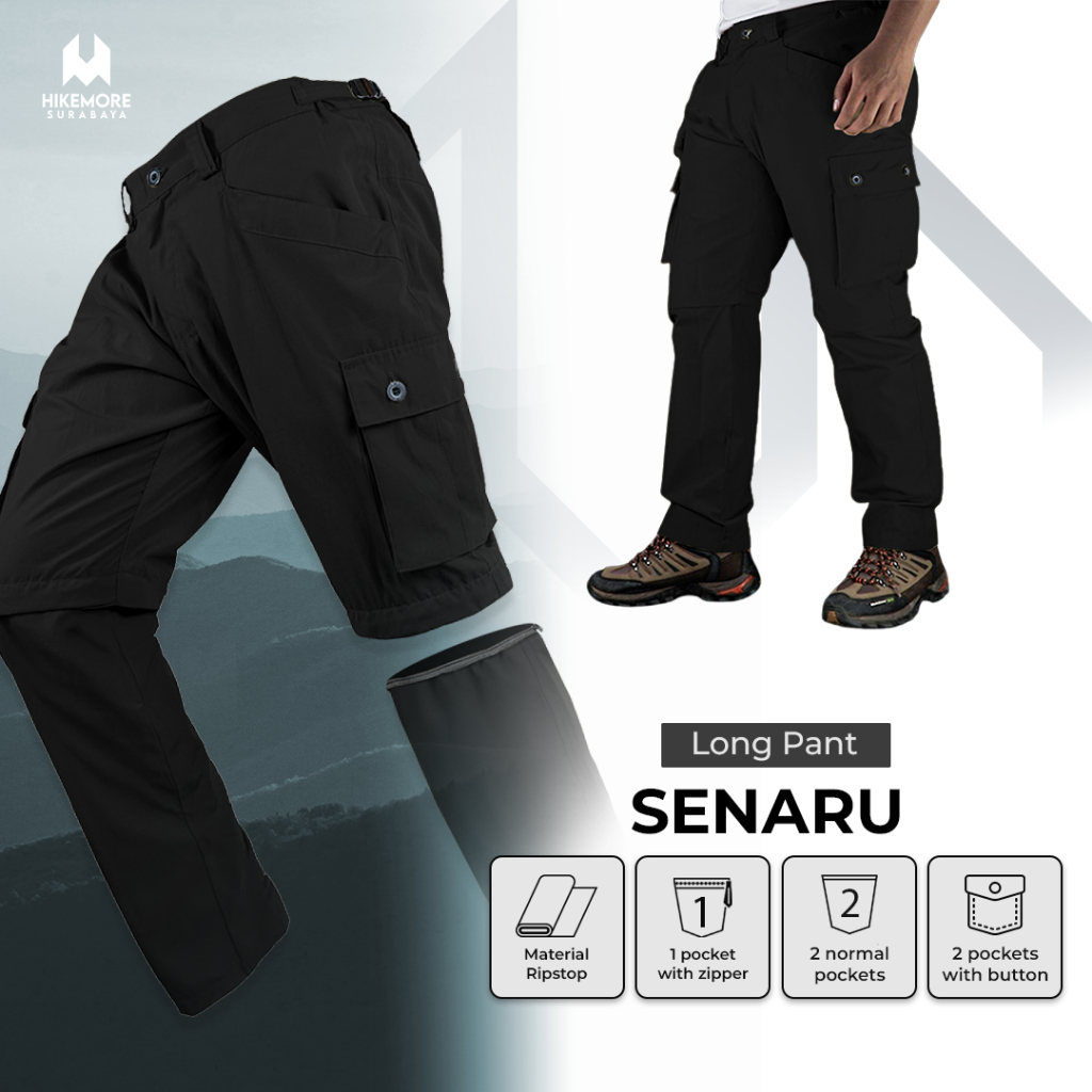 HIKEMORE SURABAYA - Celana Cargo Sambung Senaru Long Pants Hiking 2 in1 Ripstop 5 Kantong YKK Zipper