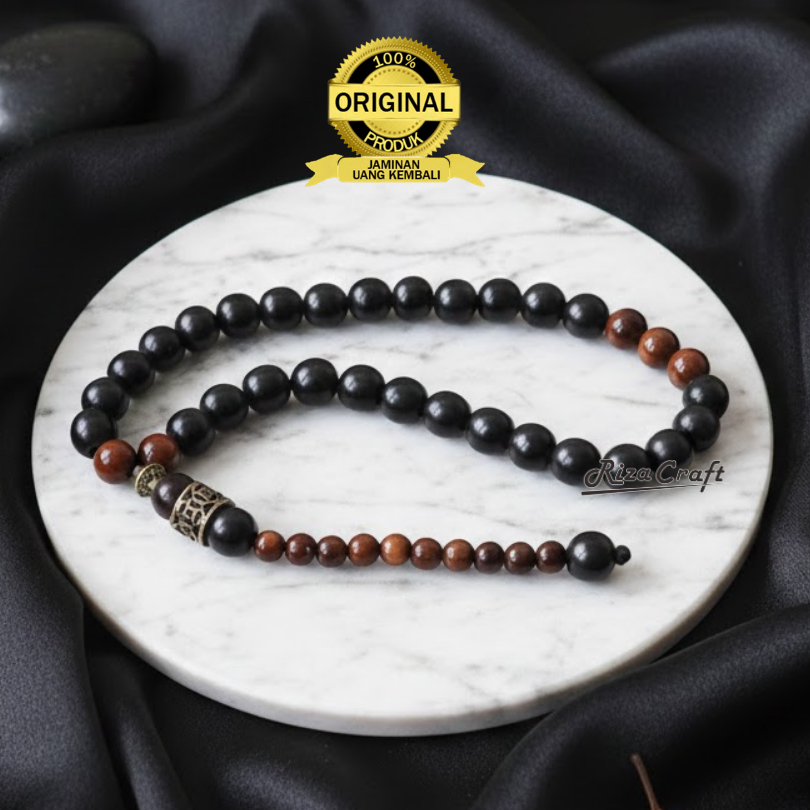 Tasbih 33 Butir Aesthetic Kayu Ebony Eboni Hitam Sulawesi mix Kokka Kaukah ASLI Original