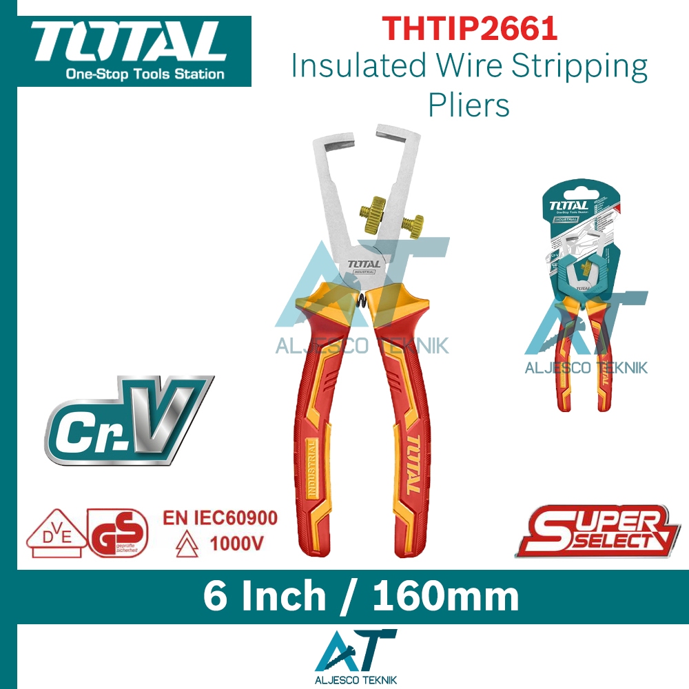 TOTAL TANG KUPAS KABEL VDE 6 INCH 1000V – INSULATED WIRE STRIPPING STRIPPER PLIERS