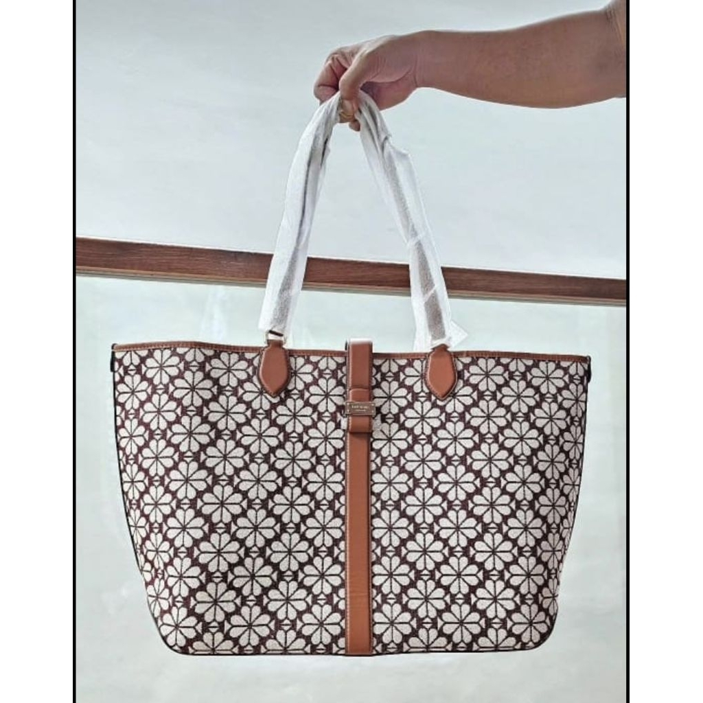 KS spade flower jacquard open tote large