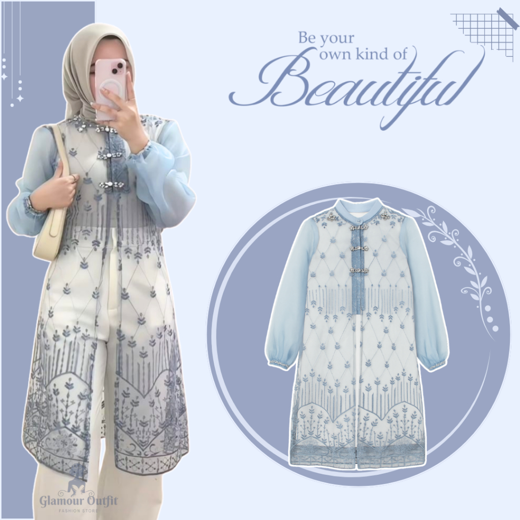 Atasan Tunik Brokat, Lebaran Outfit Remaja Kekinian GM7N