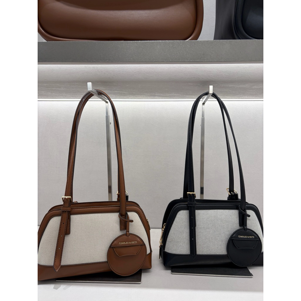 Enola Canvas Two-Tone Elongated-Handle Bag