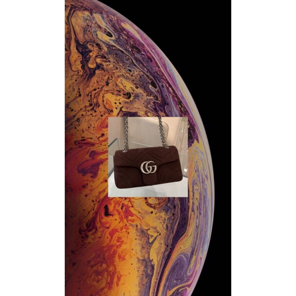 CBGM25 SSCK, Marmont  Small 26cm , suede silver hardware , dark brown