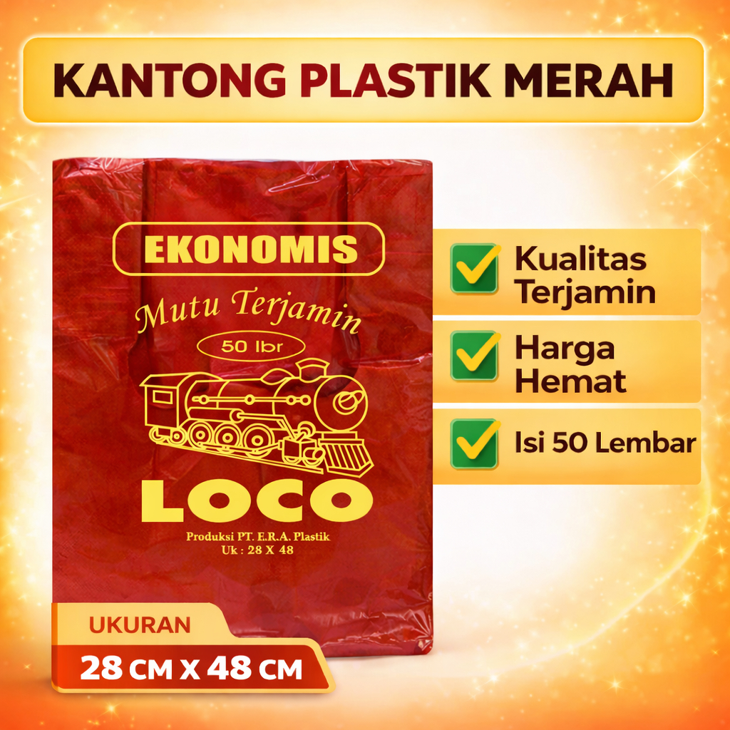 Kantong Plastik Kresek Warna Merah Plastik Loco Ekonomis  Uk 28 x 48