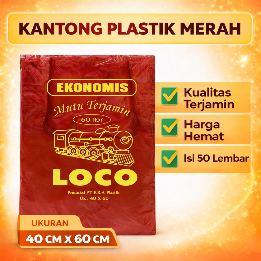 Kantong Plastik Kresek Warna Merah Plastik Loco Ekonomis  Uk 40 x 60