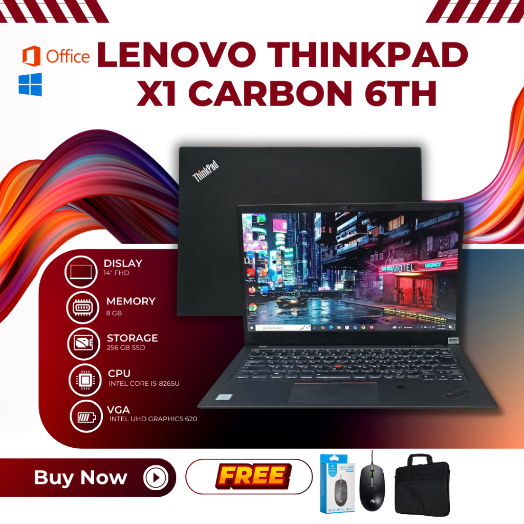 Lenovo Thinkpad X1 Carbon 6th Laptop Intel Core i5-8265U Ram 8GB