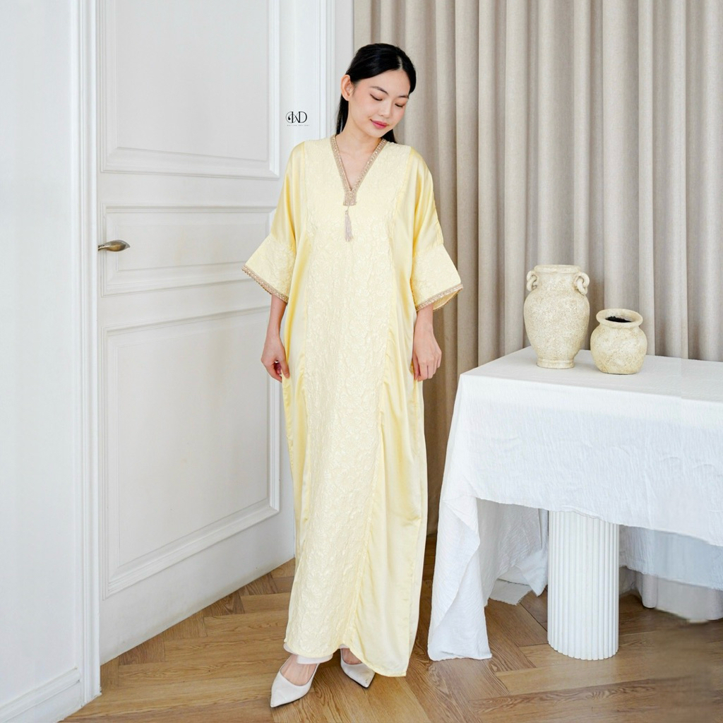 Mahalini Abaya Butter Terbaru Satin Kaftan Lebaran Kaftan Abaya