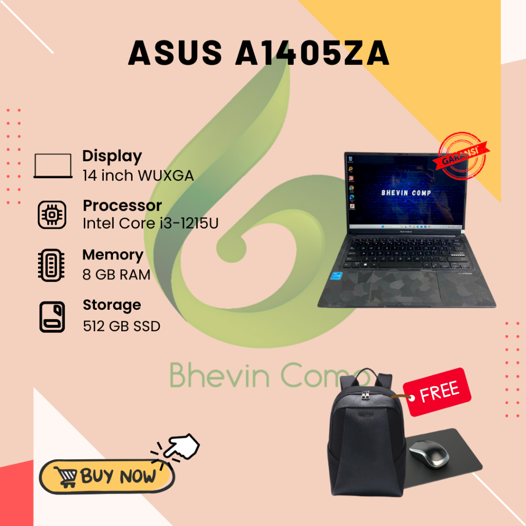 ASUS A1405ZA INTEL CORE i3-1215U RAM 8GB SSD 512GB
