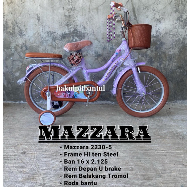 Sepeda anak cewek keranjang Mini  ring 16 Mazzara 2230-5  | sepeda Anak cewek roda 4
