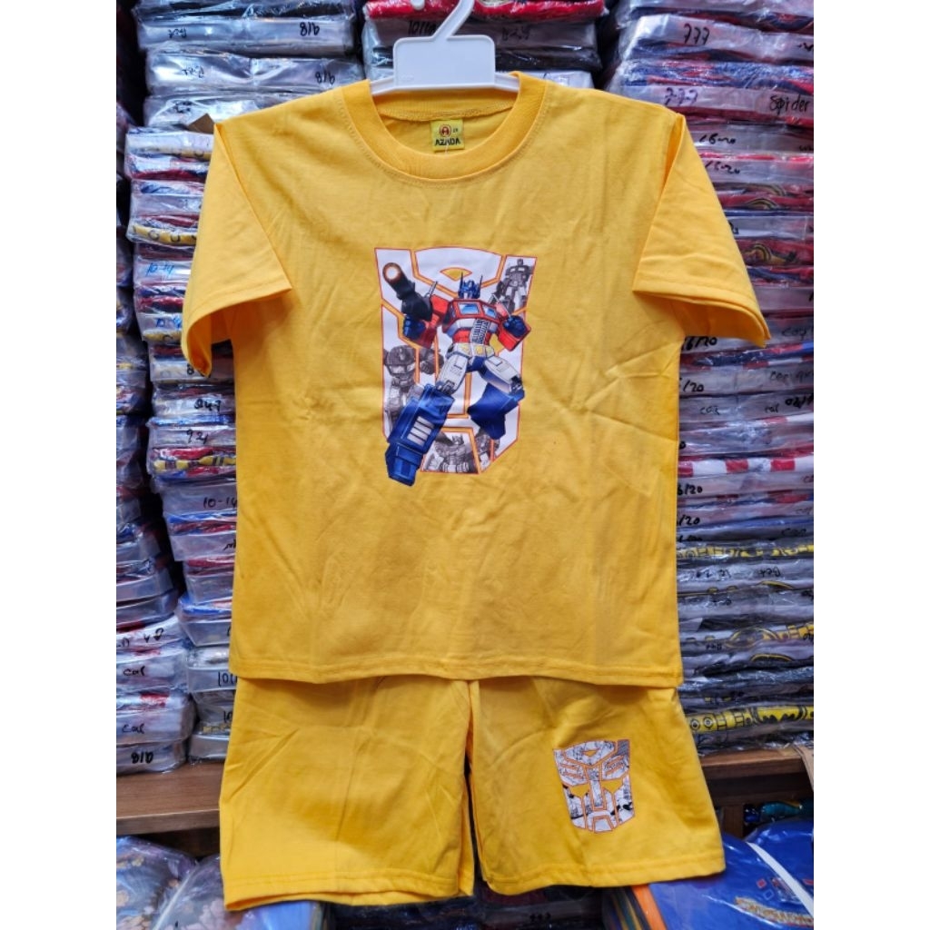 setelan anak karakter robot transformer baju celana kaos anak