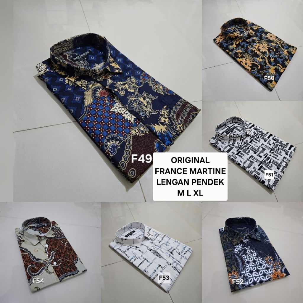 FRANCE MARTINE -  Kemeja pria lengan pendek FM size M L XL, bahan katun nyerap keringat