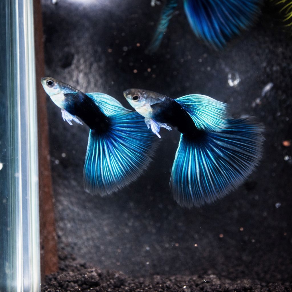 TERLARIS Hiasan Aquarium indukan Guppy biru/HB Blue / Tuxedo Blue Ikan Hias Air Tawar