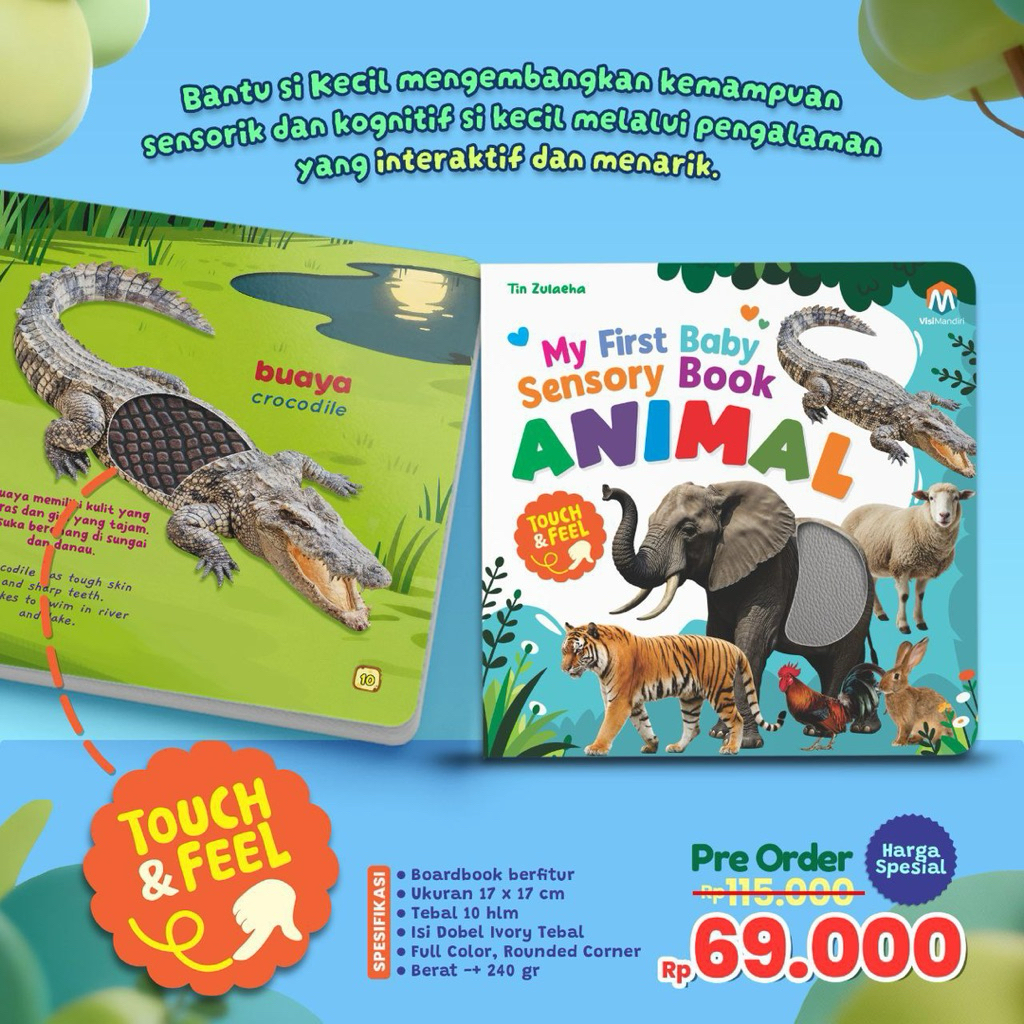PO My First Baby Sensory Book – Animal (Boardbook berfitur)