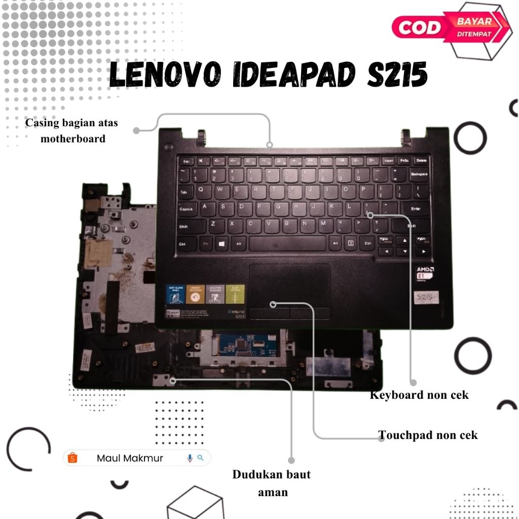 SECOND Casing Laptop Lenovo Ideapad S215 s 215| Casing C Bagian Atas Motherboard Laptop