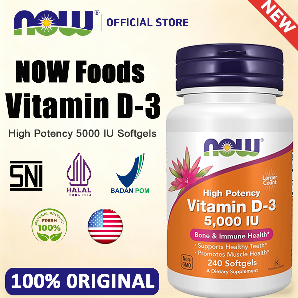 Now High Potency Vitamin D3 5000IU 125mcg Kosher[NEW][100%Impor asli][COD]NOW Foods High Potency Vit
