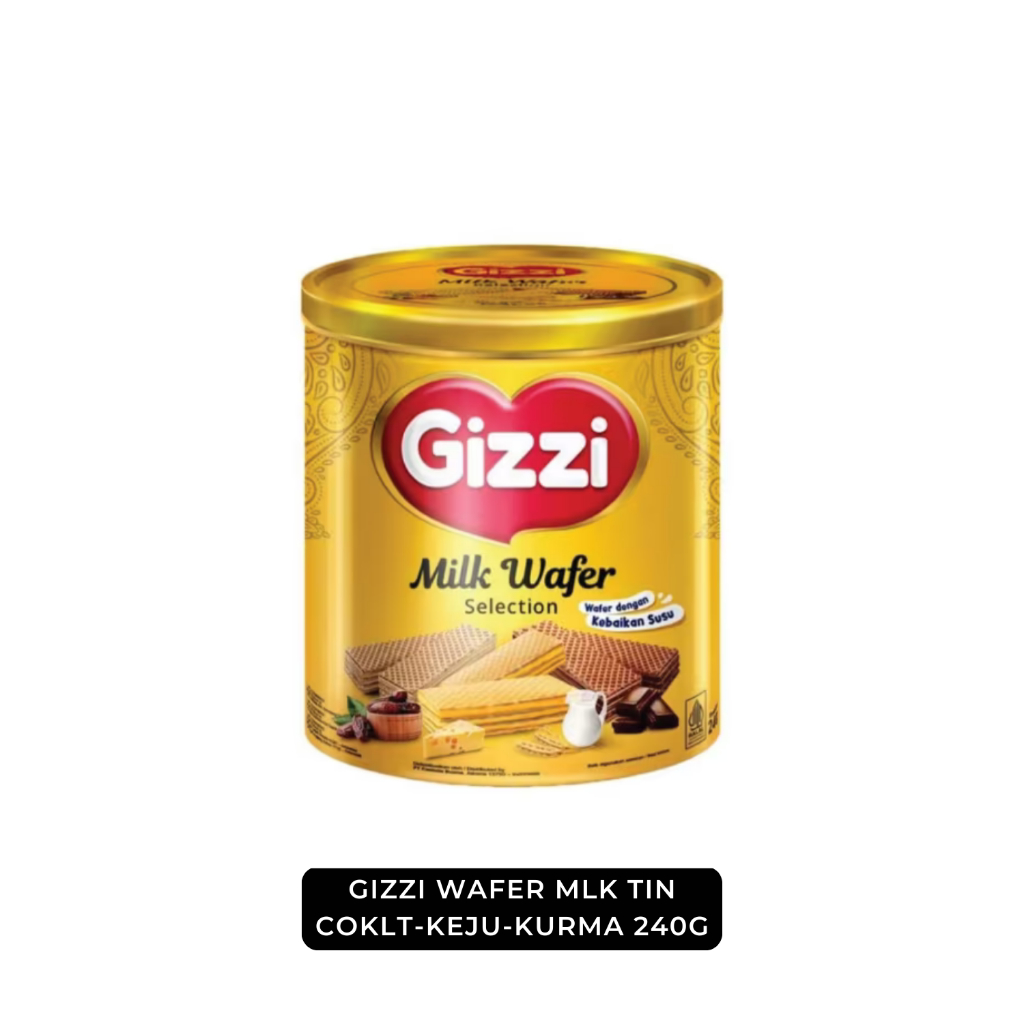 Gizzi Wafer Milk Tin Coklat-Keju-Kurma 240g