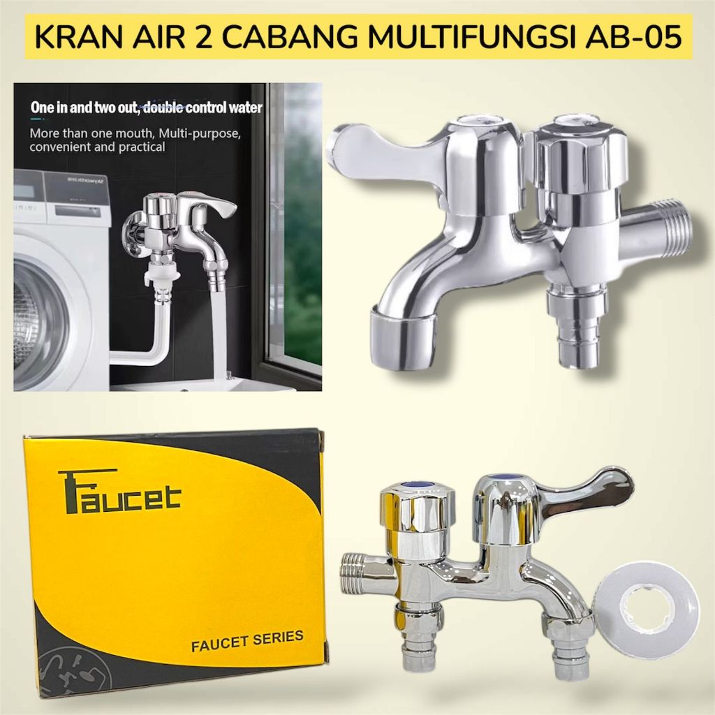 KRAN AIR 2 CABANG MULTIFUNGSI AB-05/Kran Air Cabang Dinding  Kran Double Multifungsi