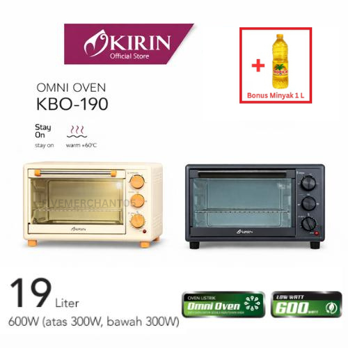 Oven Listrik Kirin KBO 190 LW 300 Watt Oven Kirin KBO 19LW Oven Low Watt Toaster Oven KBO190 WH