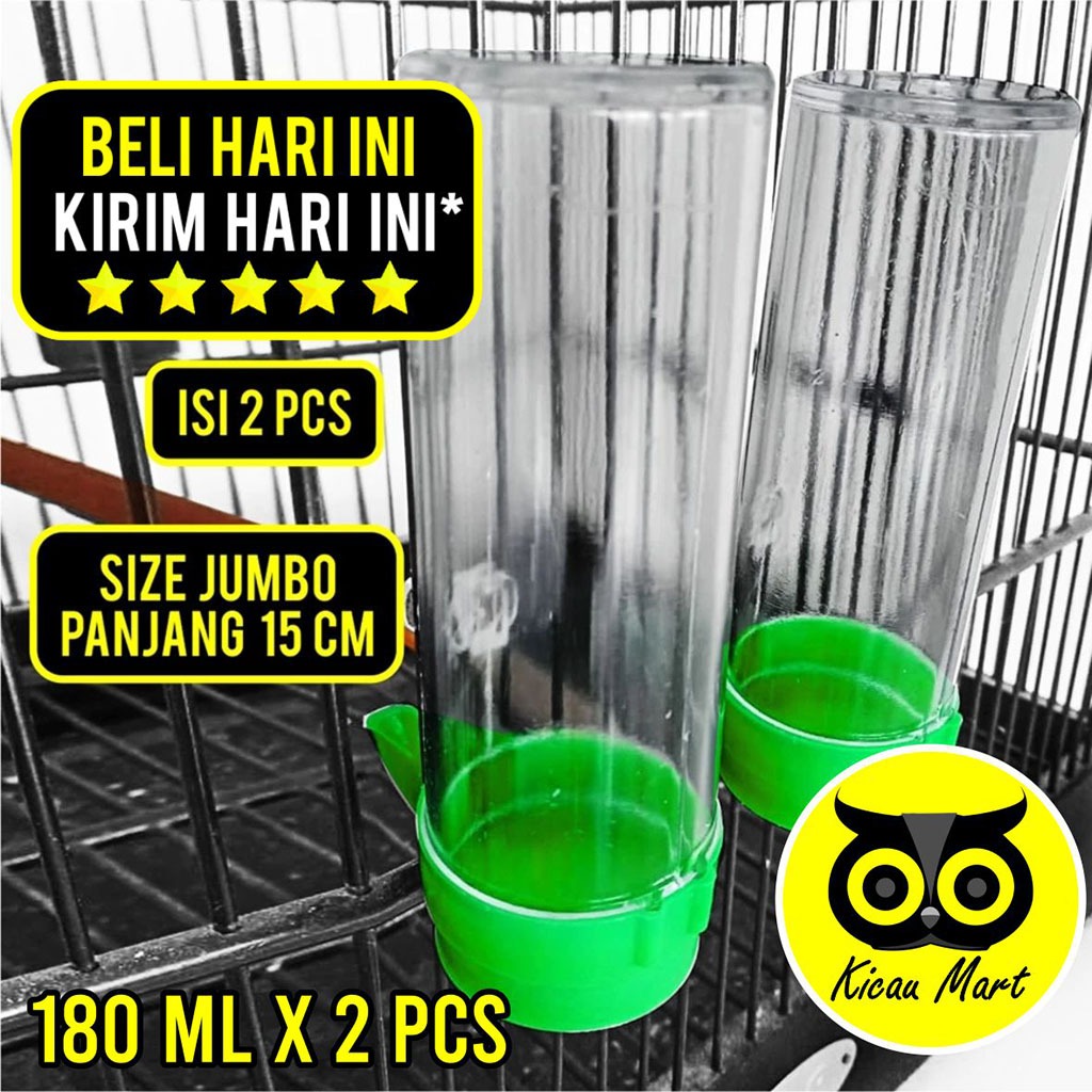 KICAU MART Dispenser Jumbo Tabung Panjang Pasang Di Luar Sangkar Cepuk Ternak Batre Kenari Dispenser