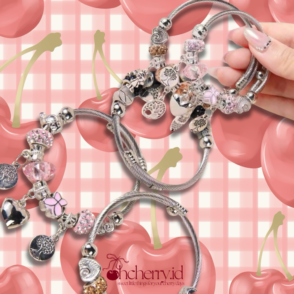 OhCherry Titanium Charm Bracelet | Gelang Fashion Style Pandora