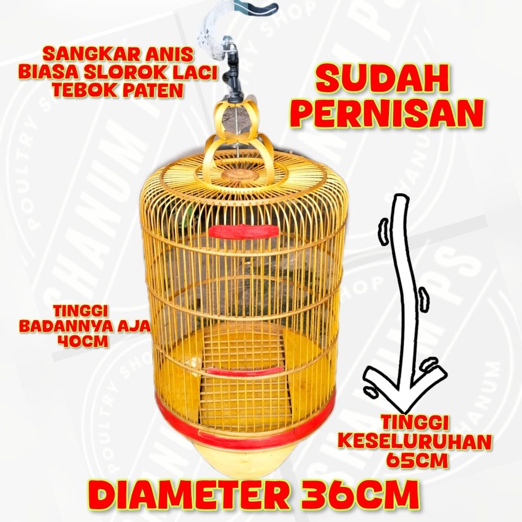 SANGKAR ANIS CUNGKOK BIASA MODEL TARIK (D36) KANDANG BURUNG ANIS FULL BAMBU
