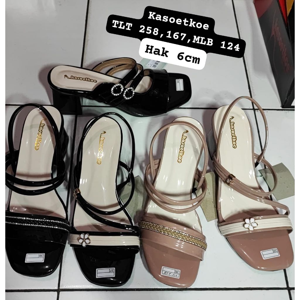 KASOETKOE Sandal Ibu Wanita Perempuan Hak Tahu 6 cm Model Terbaru Trendy Kuat Aman Nyaman Asli Produ