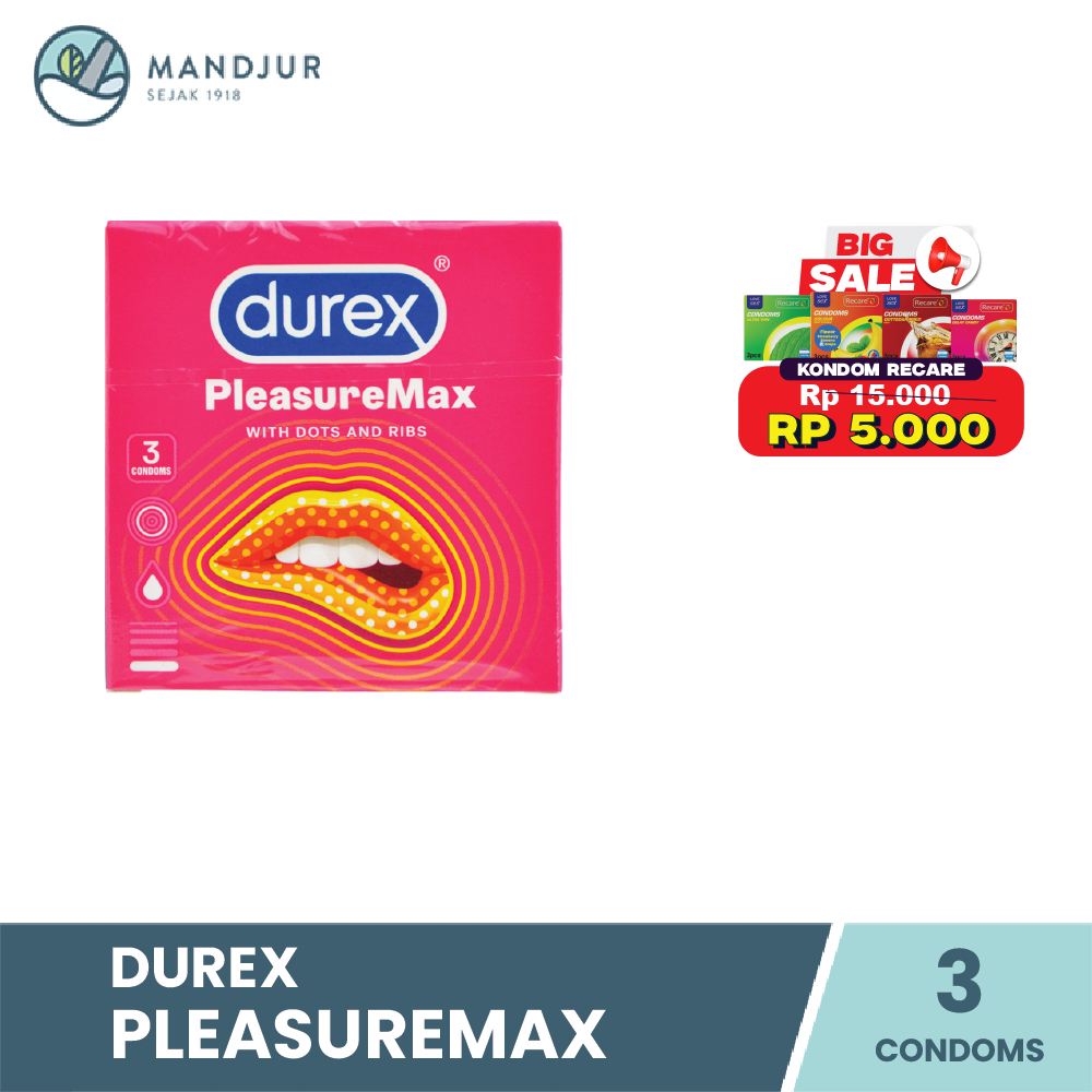Kondom Durex Pleasuremax Kondom Gerigi Kondom Aman Pria Isi 3 - Kondom dengan Pelumas Spesial