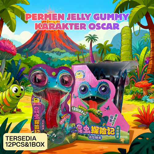 Permen Karakter Oscar, yang menonjolkan tekstur kenyal dan bentuk uniknya.