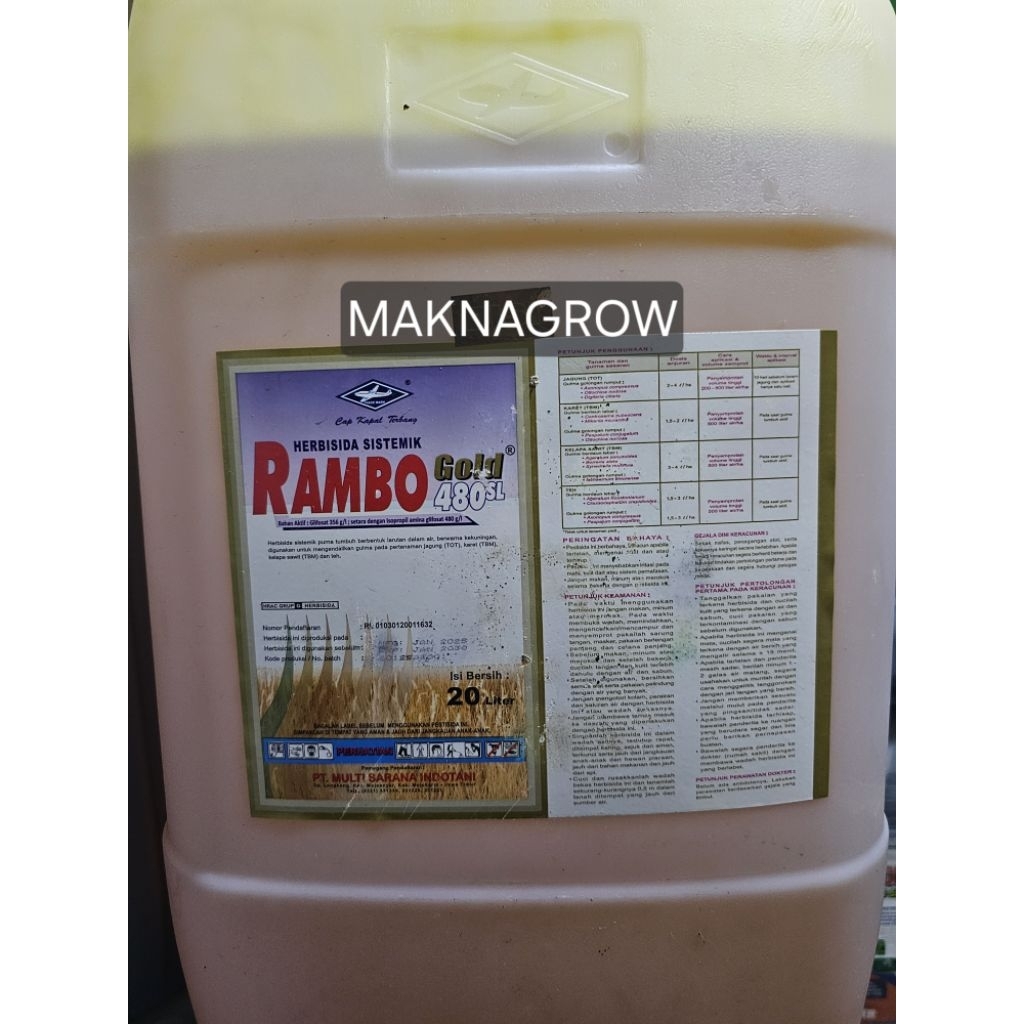 Racun rumput HERBISIDA RAMBO GOLD 480 SL 20 liter