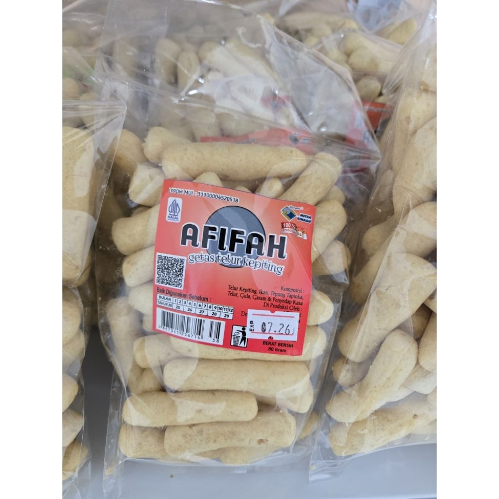 Getas Telur Kepiting Khas Kurau Bangka 80 gram / Keretek Telur Kepiting Kurau Bangka - Snack Bangka 