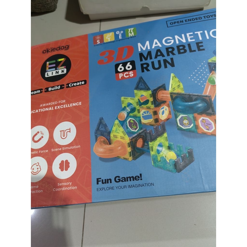 Preloved 3D magnetic marble run 66pcs okiedog