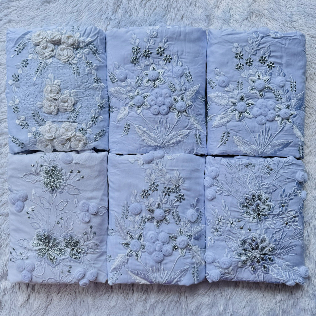 MUKENA BORDIR TILE TERUSAN LAJURAN DEWASA RAYON putih