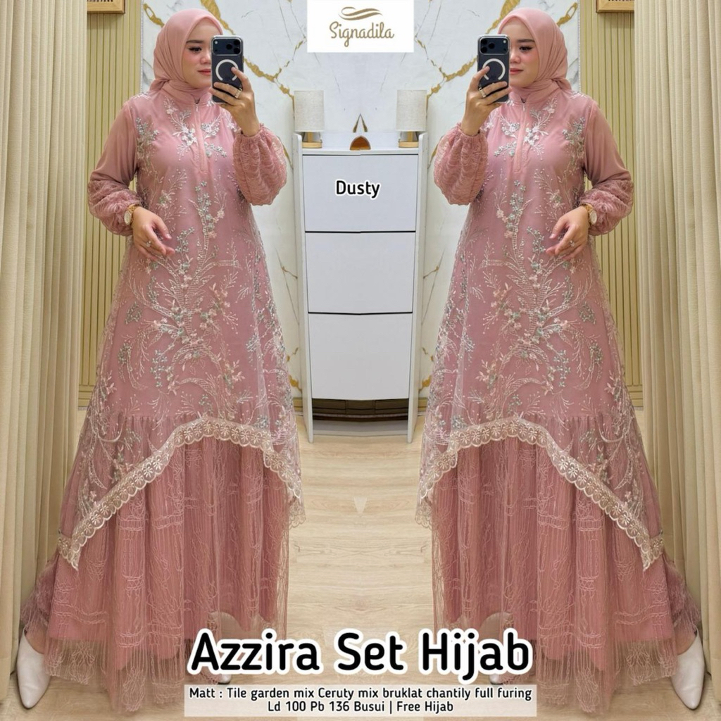 Azzira Set Hijab Setelan Gamis & Hijab by Signadila