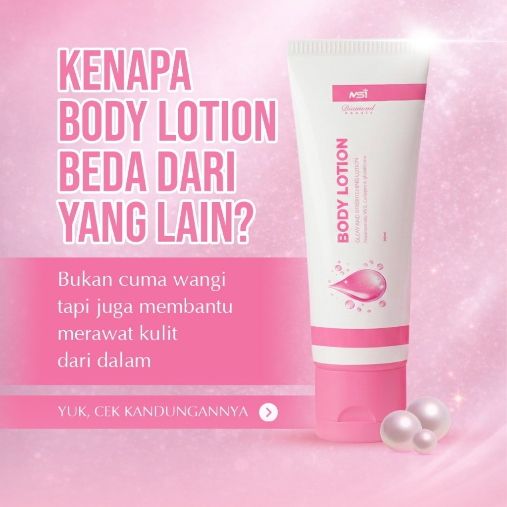 Msi Body Lotion Whitening Pencerah Pemutih Kulit Tubuh Badan Colagen, Gluthation Vitamin E