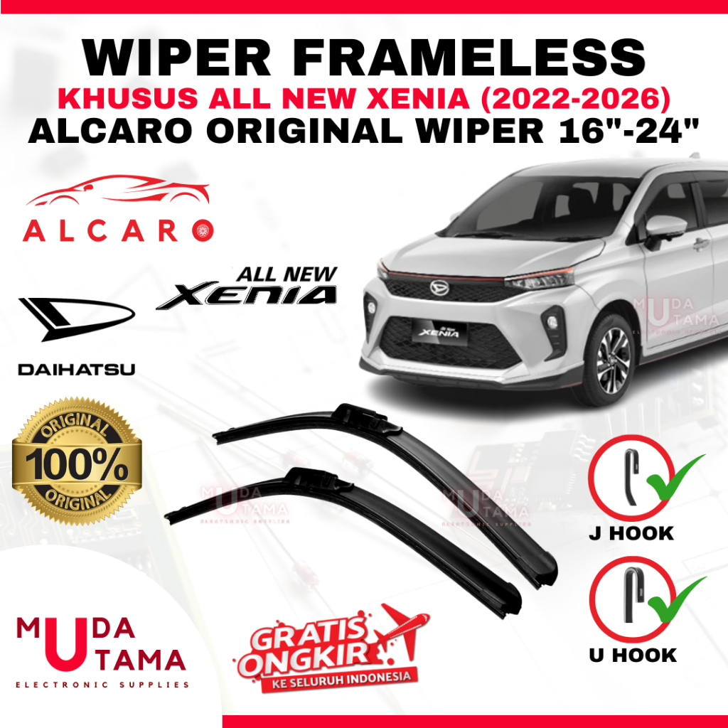 Wiper Frameless ALL NEW XENIA 2022 s/d 2026 Original Alcaro - Sapu Kaca ALL NEW XENIA - Wiper ALL NE