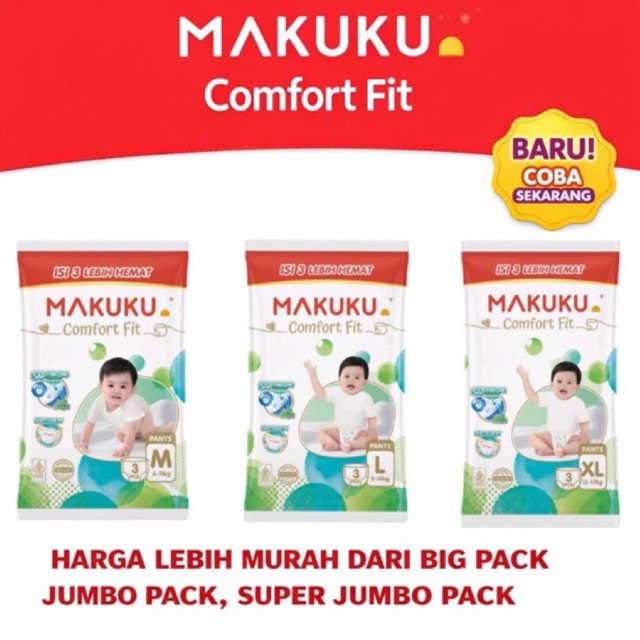 MAKUKU COMFORT FIT RENCENG GROSIR UPGRADE PAGKAGING 1 DUS 32PACK ISI 96PCS UK M3 L3 XL3