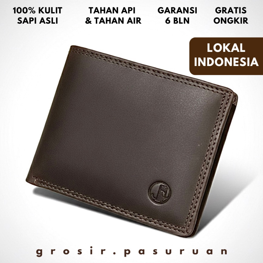 Jatacc Dompet Lipat Pria Kulit Sapi Asli 100% Original Kulit Crazy Horse