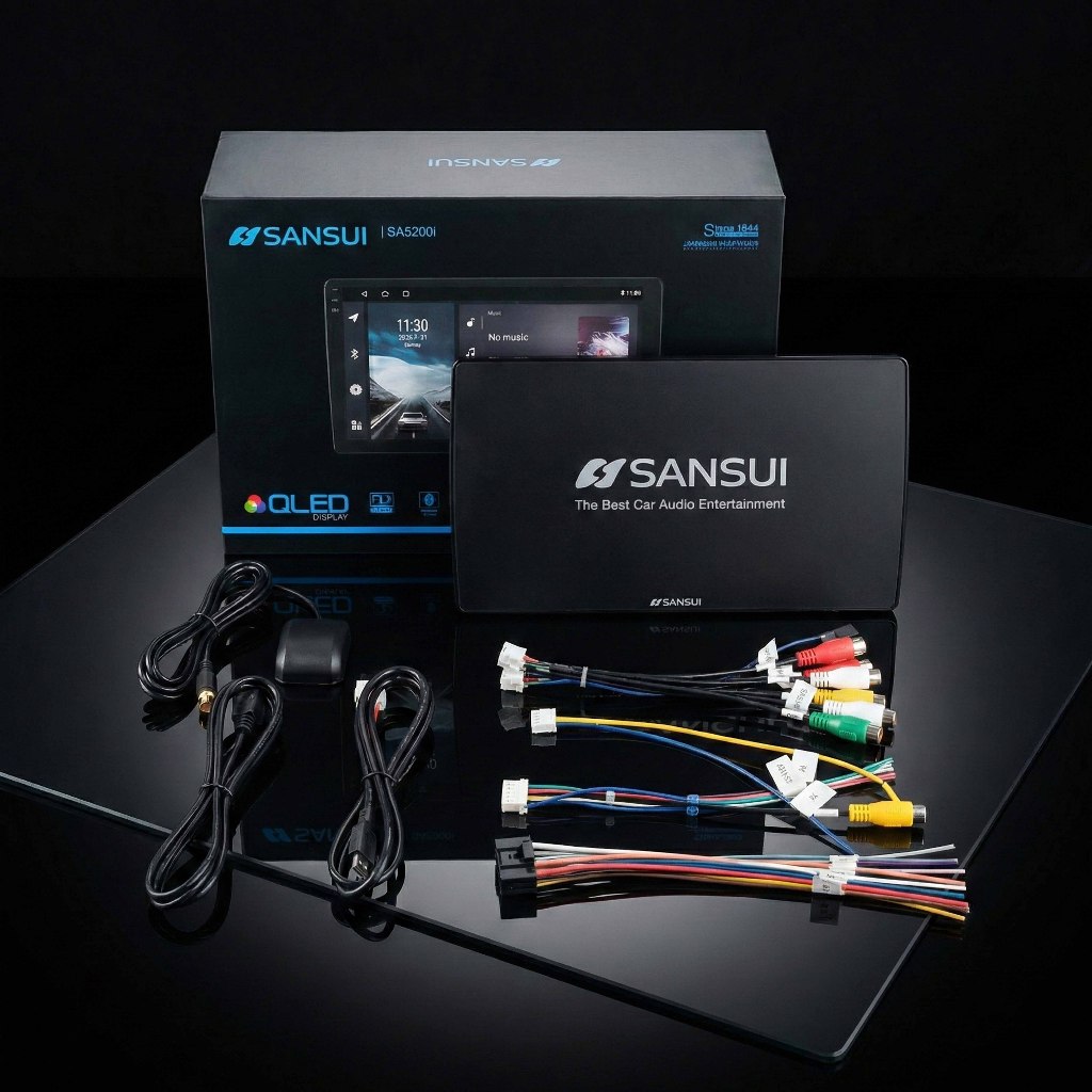 Sansui Headunit Android 9 inch QLED NFC Voice Command DSP Processor Music