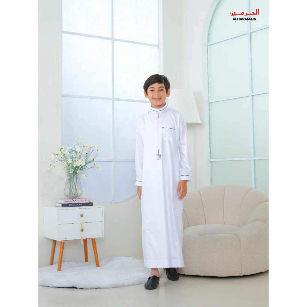 AL Haramain Jubah / Gamis Pria Remaja Slimfit LGH (006) FREEBOX GIFT / Jubah AL Haramain | Putih
